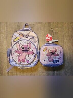 Purple Angel Kids Backpack and Lunch Bag Set